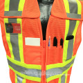 Class 2 Breakaway Expandable Two Tone Orange Adjustable Work Reflective Safety Vest With Pockets And Zipper